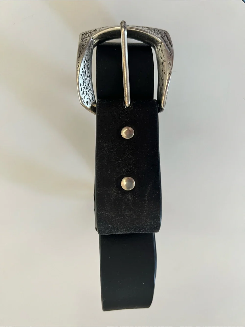Sculptural leather belt silver modernist Silpada designs Italian leather size L